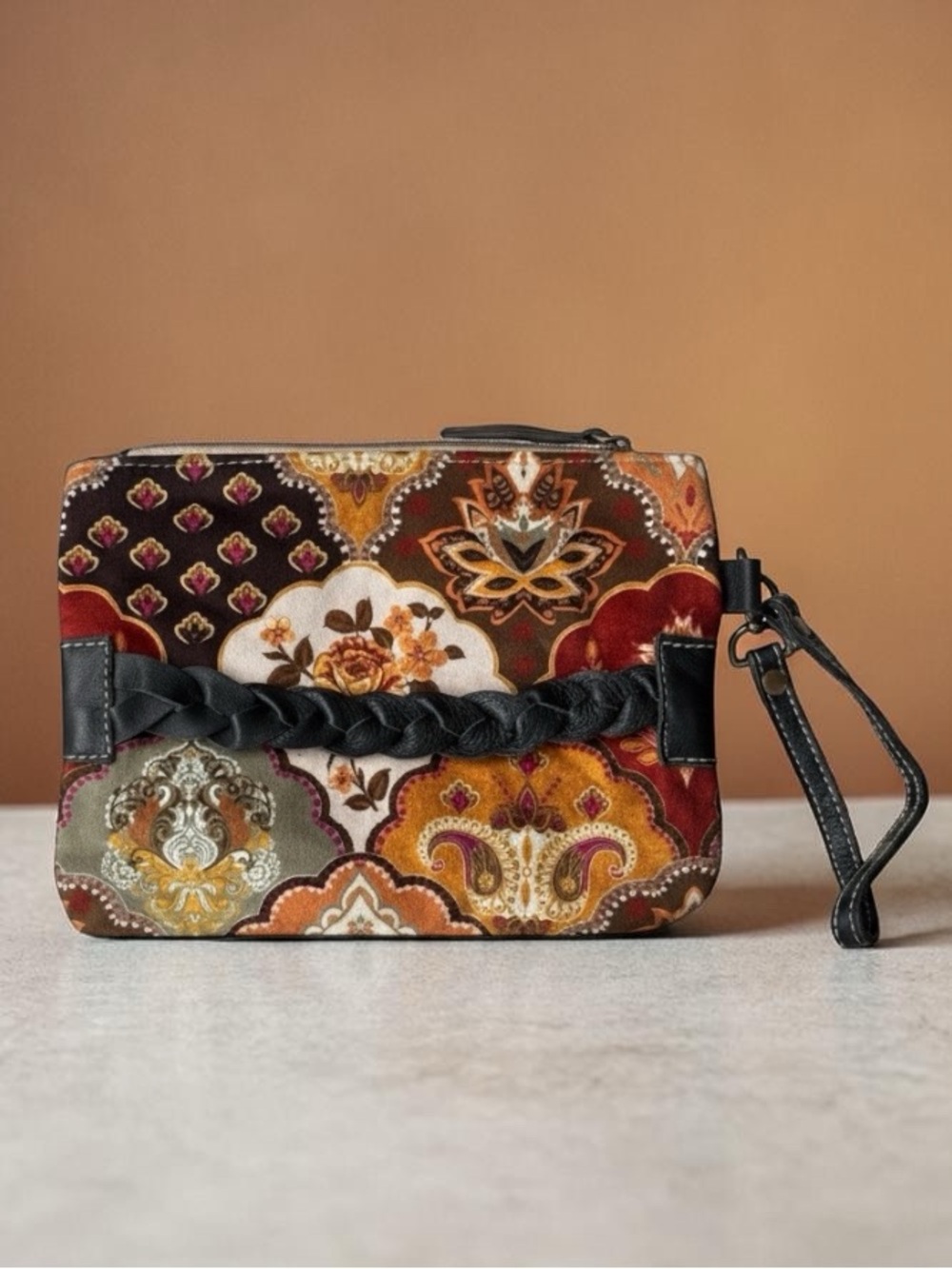 Boho western cowhide wristlet Aztec festival clutch coastal cowgirl
